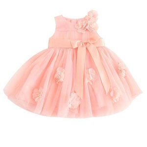 BABY GIRL FLOWER BOW DRESS-PINK